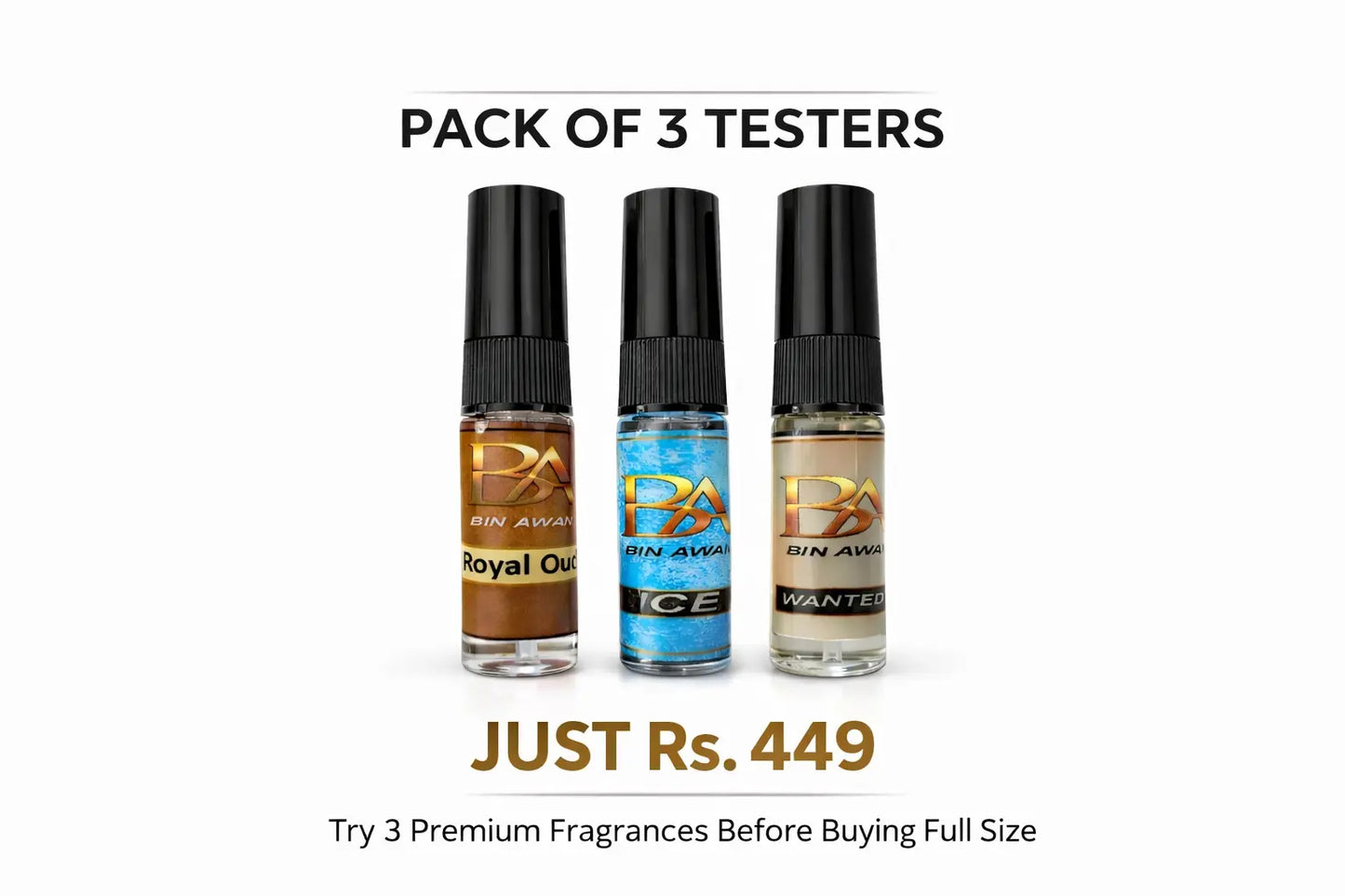 Bin Awan Premium Fragrance Set | Pack of 3 Perfume Testers (3ml Each)